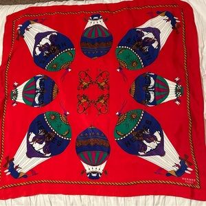 Classic Hermes red air balloon silk scarf